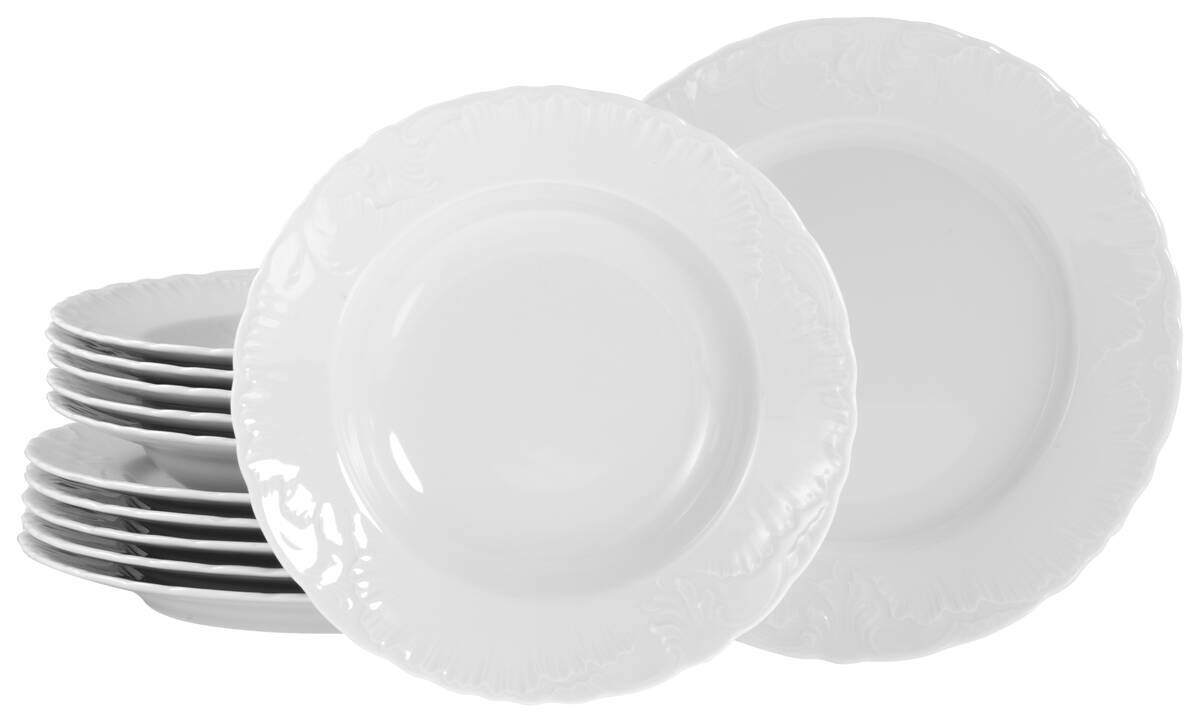 CreaTable Tafelservice Rokoko weiß Porzellan 12 tlg