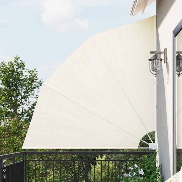 vidaXL Balkonfächer creme 100% Polyester Stahl H/T/L: ca. 210x210x210 cm