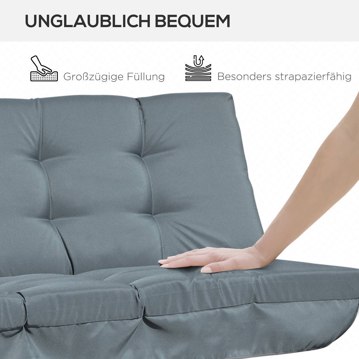 Outsunny Sitzkissen dunkelgrau Schaumstoff B/H/L: ca. 100x8x170 cm