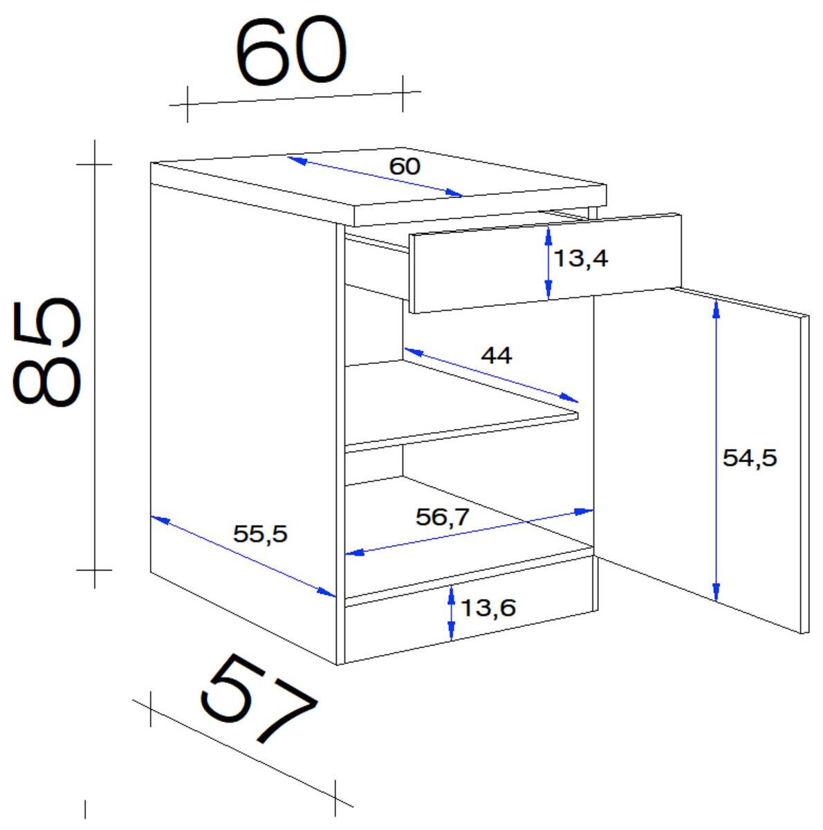 Flex-Well Unterschrank Wito weiß B/H/T: ca. 60x85x60 cm