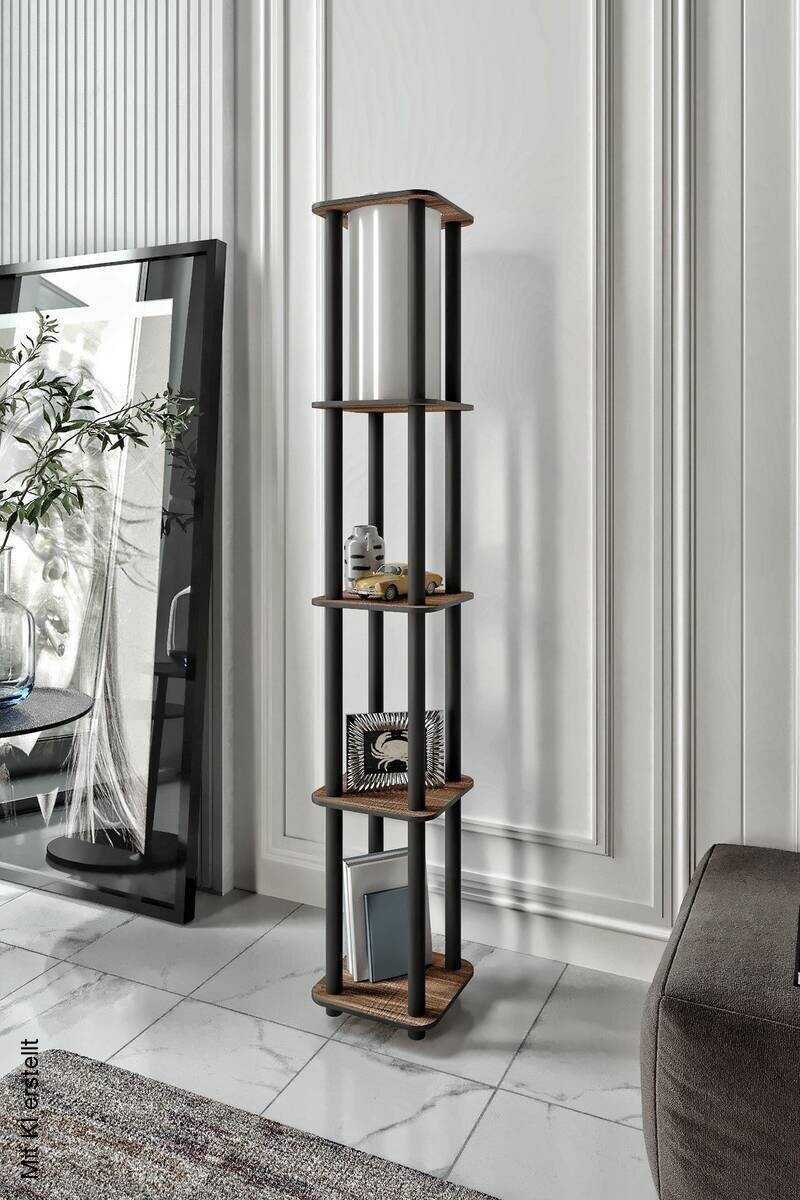 Stehleuchte nussbaum PVC MDF B/H/L/D: ca. 17x150x17x17 cm E27 1 Brennstellen