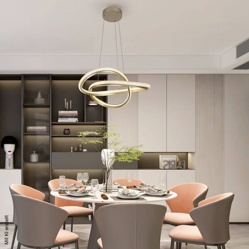 Nolo LED-Pendelleuchte Clara champagner B/H/L: ca. 50x120x50 cm