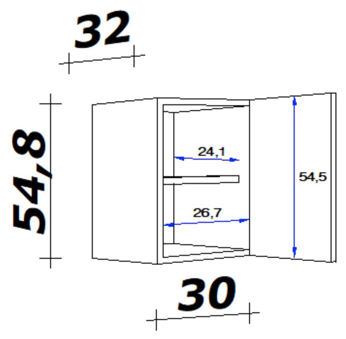 Hängeschrank Morena grau matt B/H/T: ca. 30x54,8x32 cm