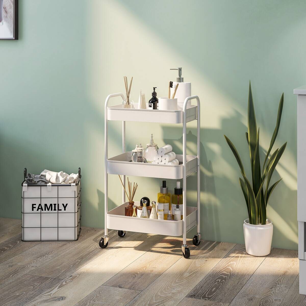 HOMCOM Küchenwagen weiß Polypropylen B/H/L: ca. 30,6x45x79 cm