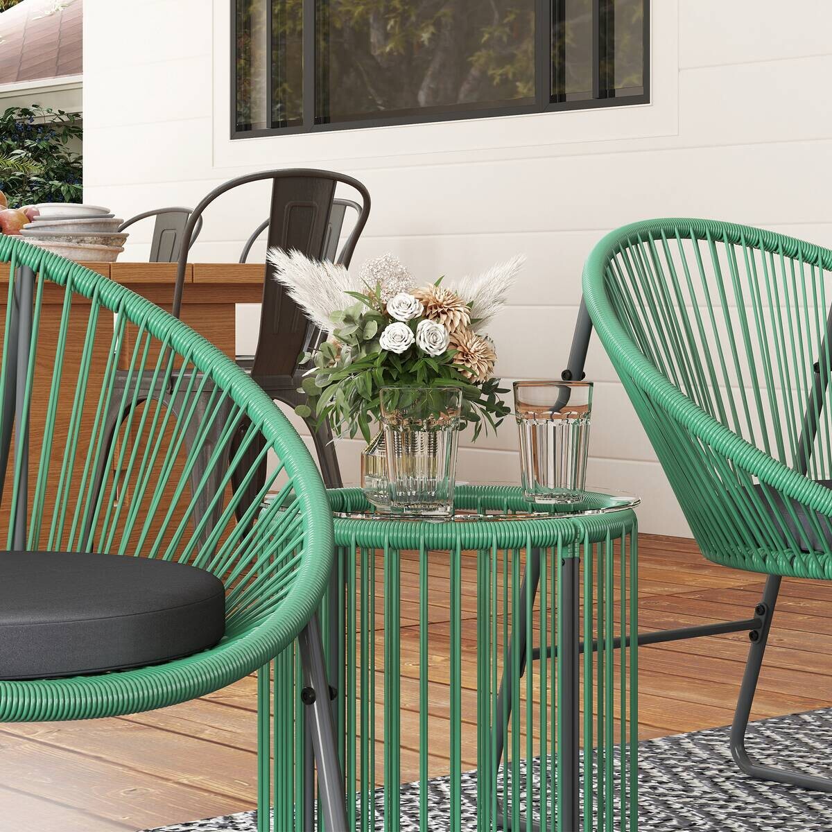 Outsunny Balkonmöbel-Set grün Polyethylen B/H/L: ca. 72x77x73 cm