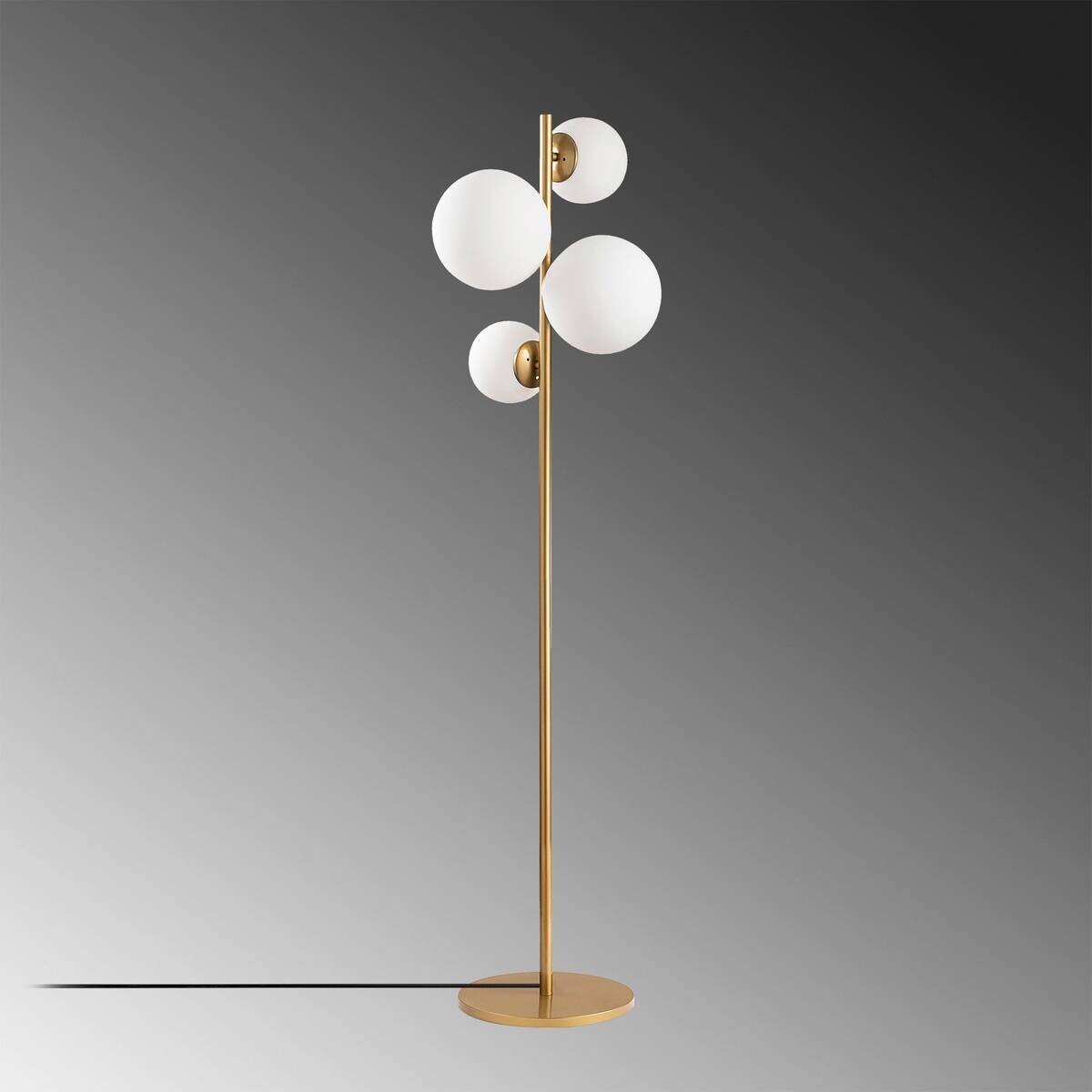 Opviq Stehleuchte gold Glas Metall B/H/T/L/D: ca. 33x162x33x33x33 cm E14 4 Brennstellen