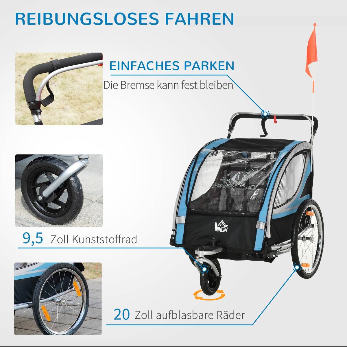 HOMCOM Fahrrad-Zubehör blau blau B/H/L: ca. 75x142x101 cm