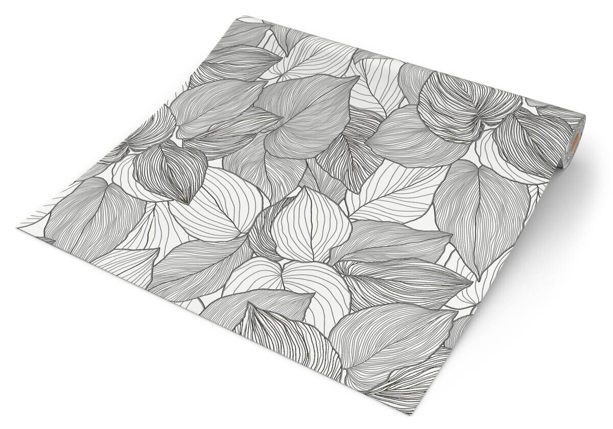 Erismann Vliestapete Blätter weiß schwarz B/L: ca. 53x1005 cm