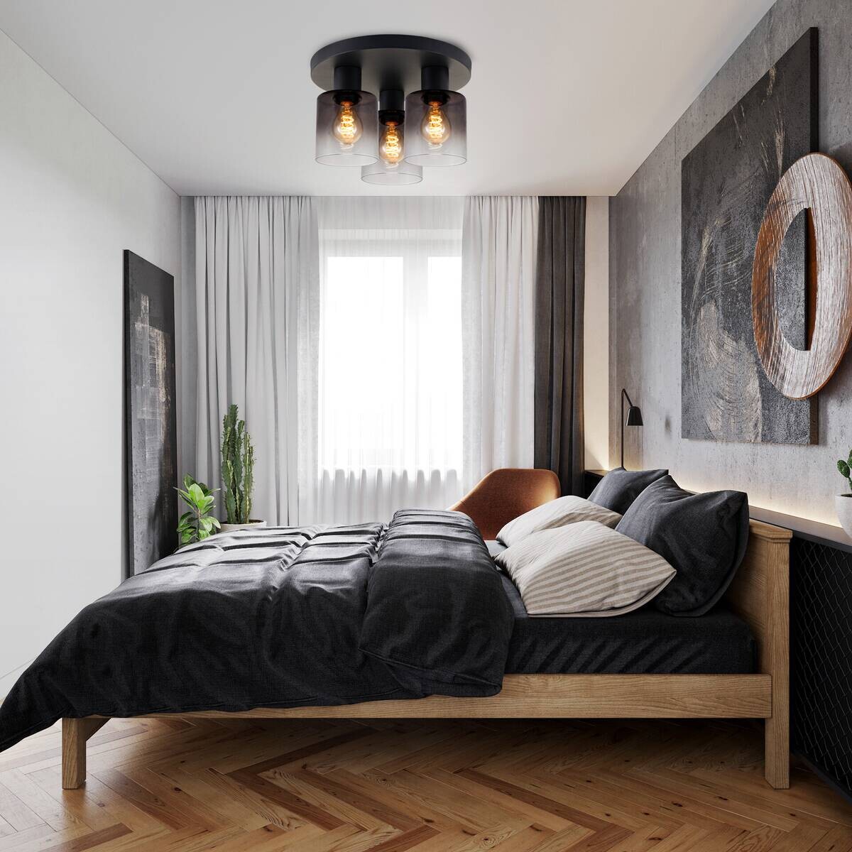 POCOline Deckenleuchte Azir schwarz Metall D: ca. 32 cm E27 3 Brennstellen