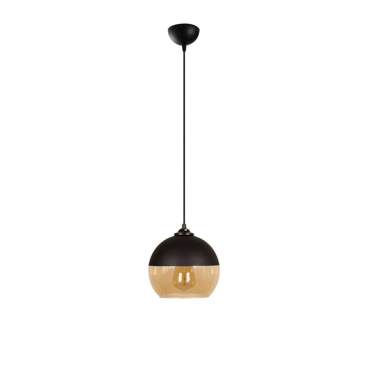 Opviq Pendelleuchte Camini honig schwarz Metall B/H/T/L/D: ca. 20x116x20x20x20 cm E27 1 Brennstellen