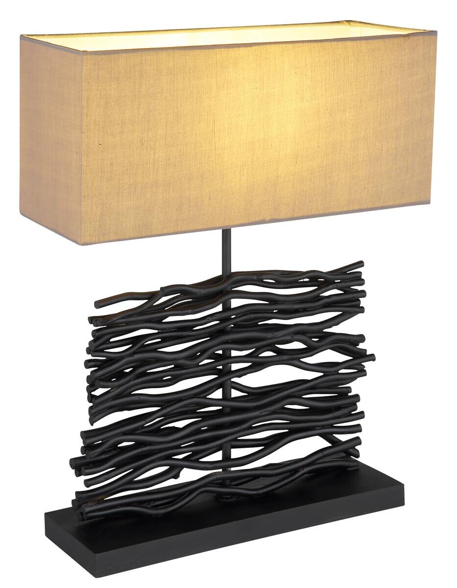 GLOBO Tischleuchte schwarz Holz B/H/T: ca. 15x50x40 cm E27 1 Brennstellen