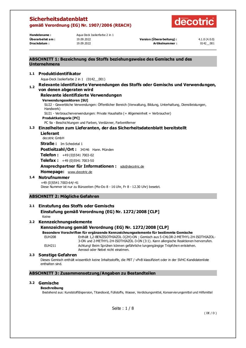 POCOline Isolierweiß weiß ca. 0,75 l
