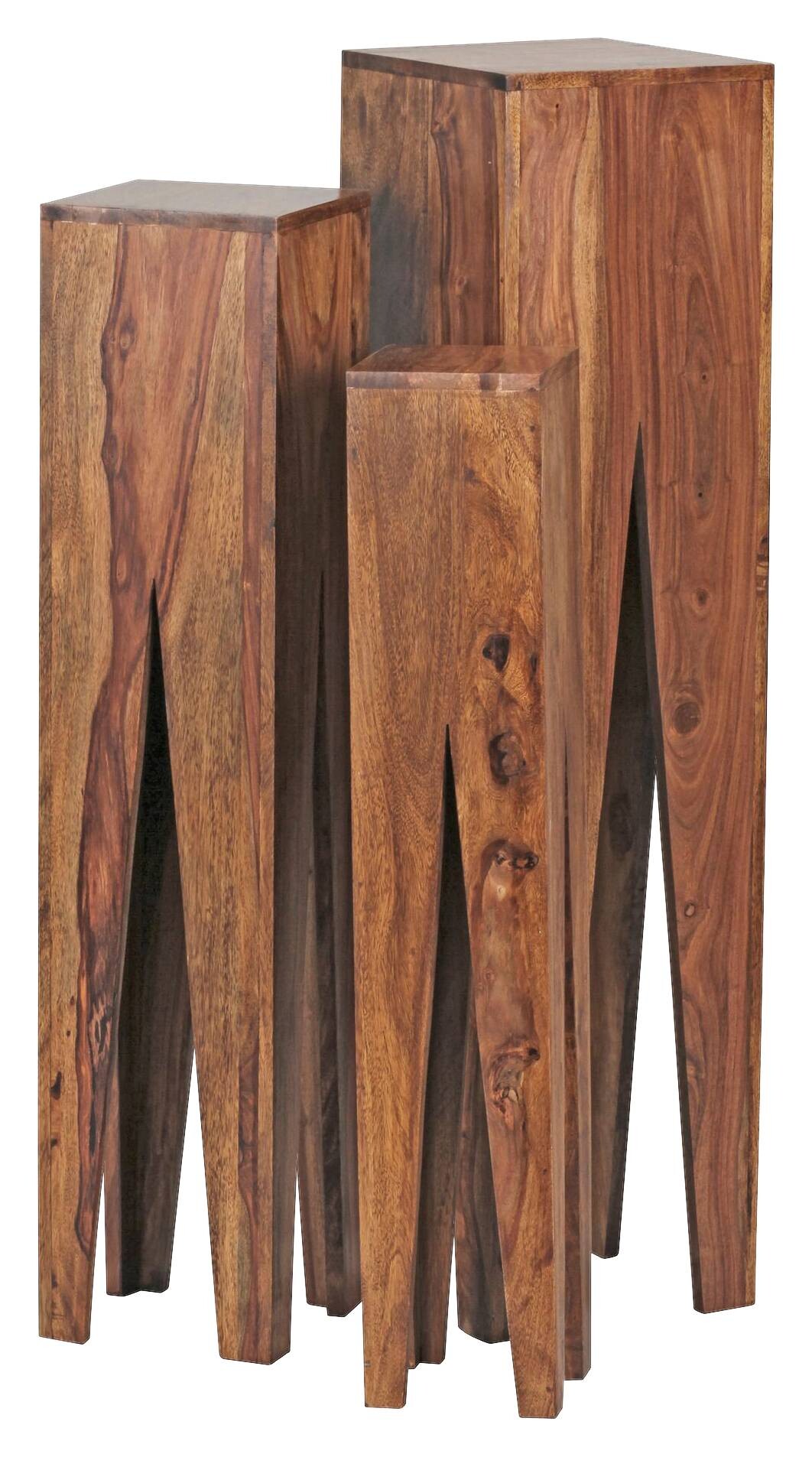 Beistelltisch 3er-Set. natur Echtholz