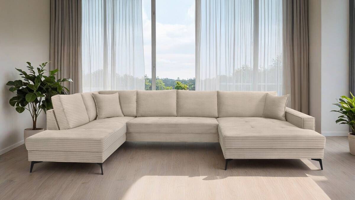 Wohnlandschaft Zero creme Microfaser B/H/T: ca. 362x86x195 cm
