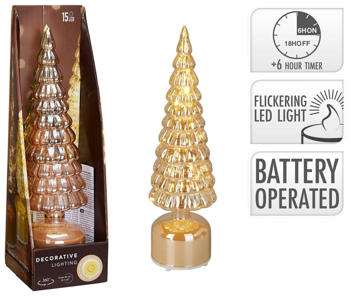 LED-Baum transparent Glas H: ca. 36 cm