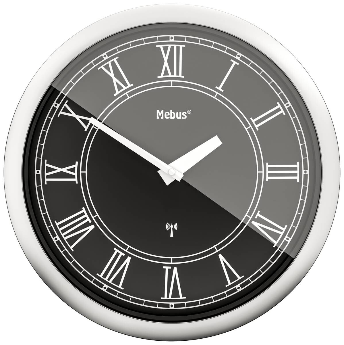 Mebus Wanduhr silber D: ca. 25 cm