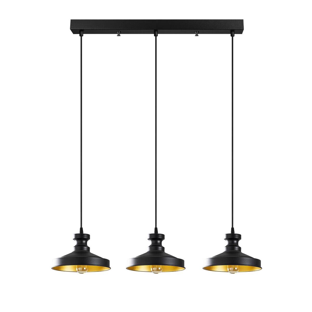 Opviq Pendelleuchte Berceste schwarz Eisen B/H/T/L/D: ca. 22x109x22x72x72 cm E27 3 Brennstellen