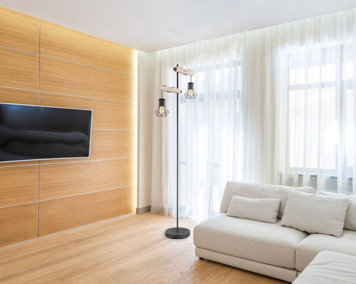 GLOBO Stehleuchte Priska schwarz Metall B/H/T: ca. 25x168x48 cm E27 2 Brennstellen