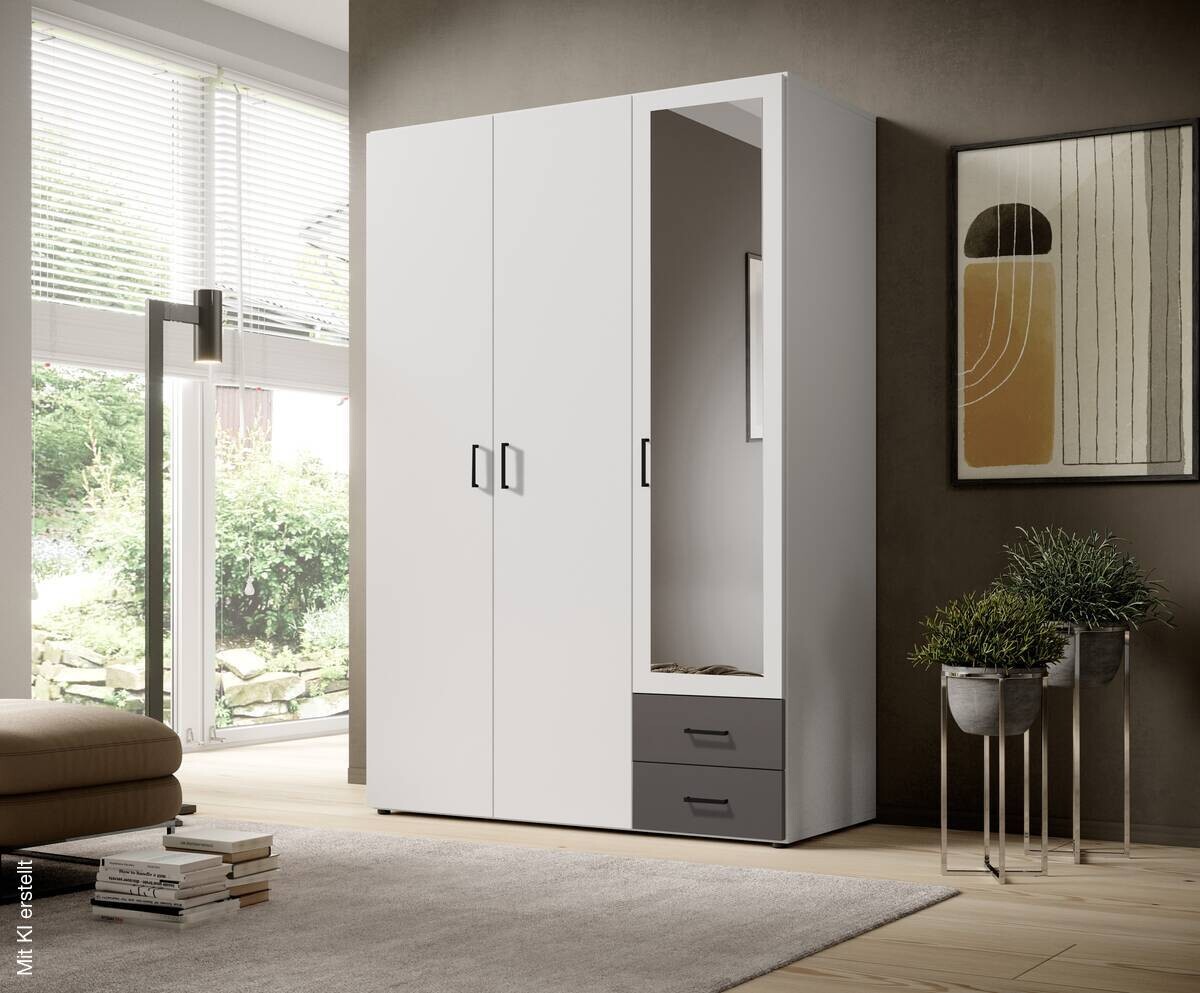 Kleiderschrank Base 3 weiß B/H/T: ca. 121x176x51 cm