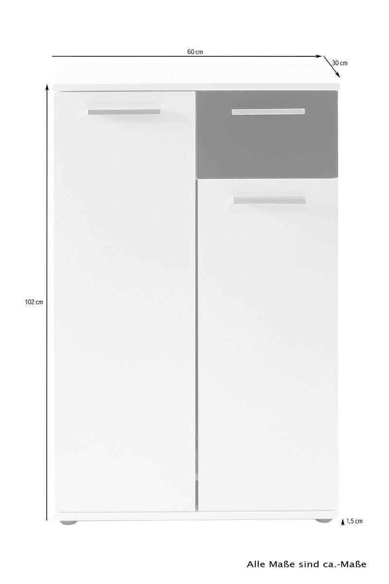 Schuhkommode JAKOB weiß schwarz B/H/T: ca. 60x102x30 cm