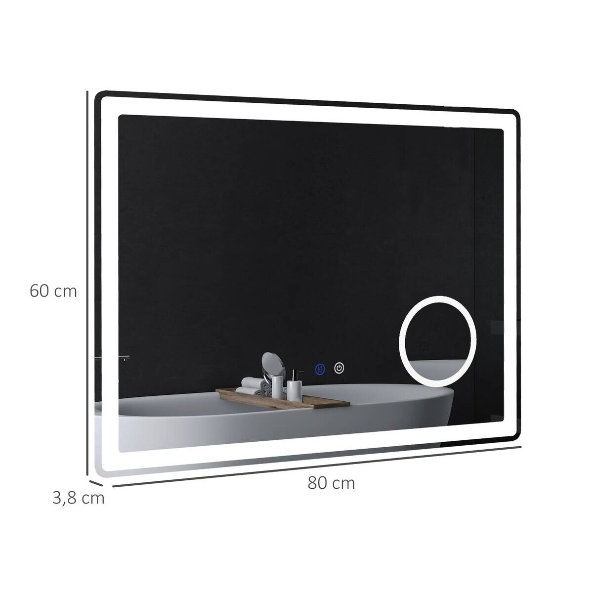 kleankin LED-Bad-Spiegel weiß B/H/L: ca. 3,8x60x80 cm