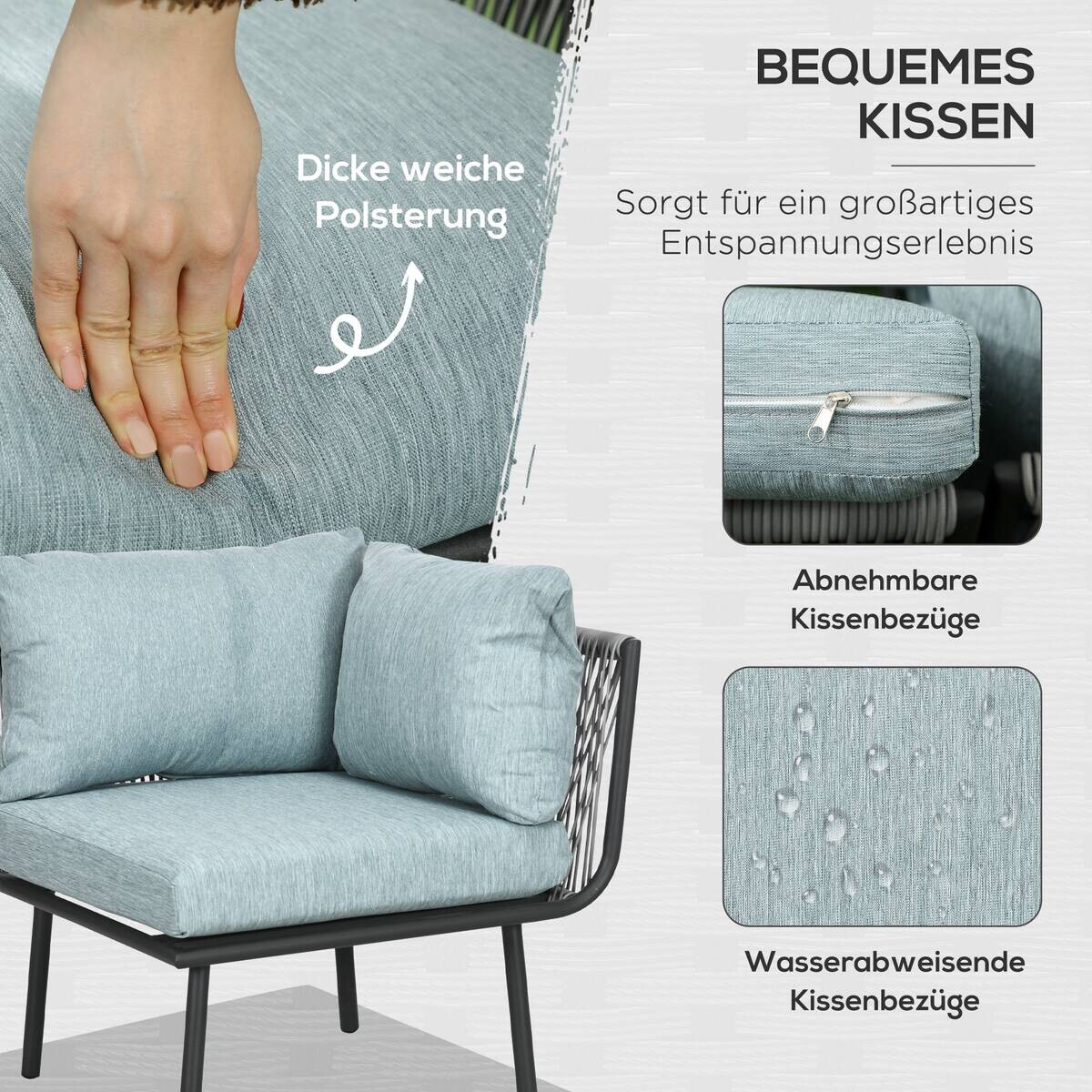 Outsunny Sitzgruppe blau Aluminium B/H/L: ca. 71x120x65 cm