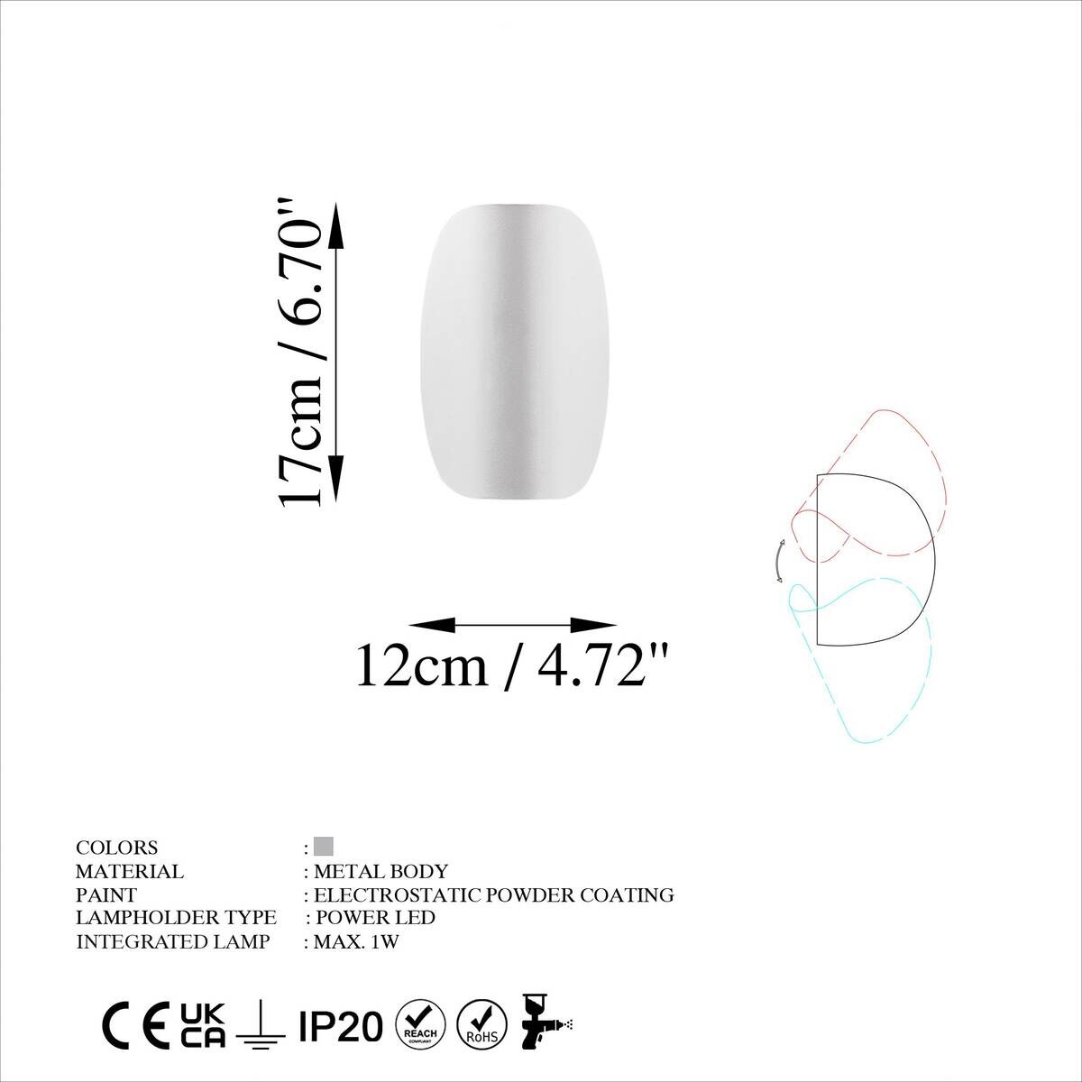 Opviq Wandleuchte 119FRS1144 Chrom Metall B/H/L: ca. 13x12x17 cm 1 Brennstellen