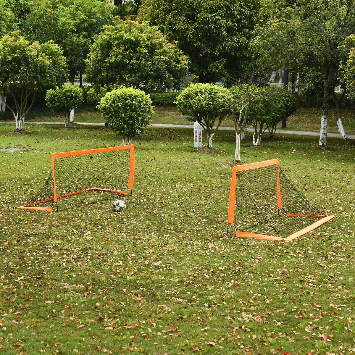 HOMCOM Fußballtor orange Metall B/H/L: ca. 90x90x183 cm