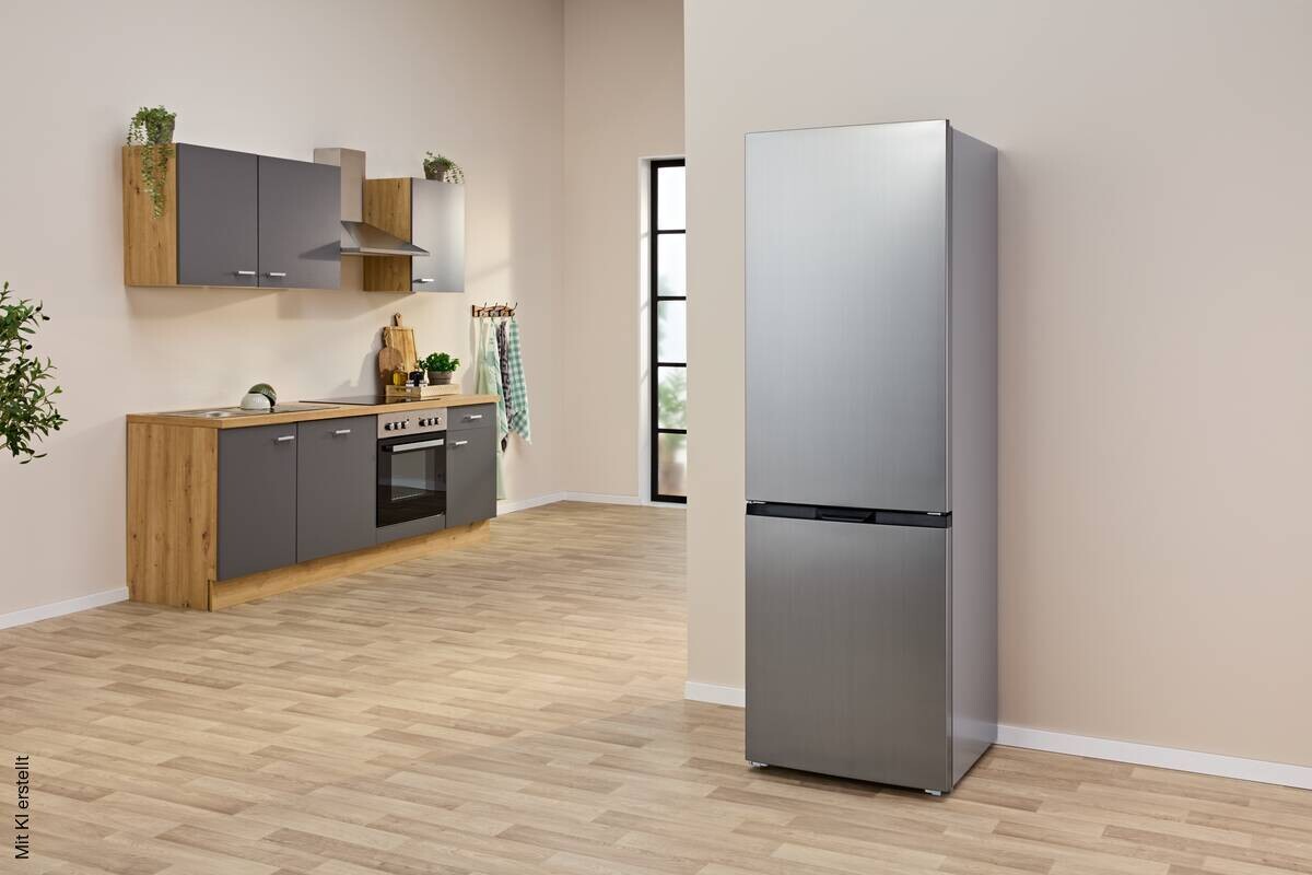 POCOline Kühl-/Gefrierkombination KGK 185-31 Inox B/H/T: ca. 60x186x61 cm