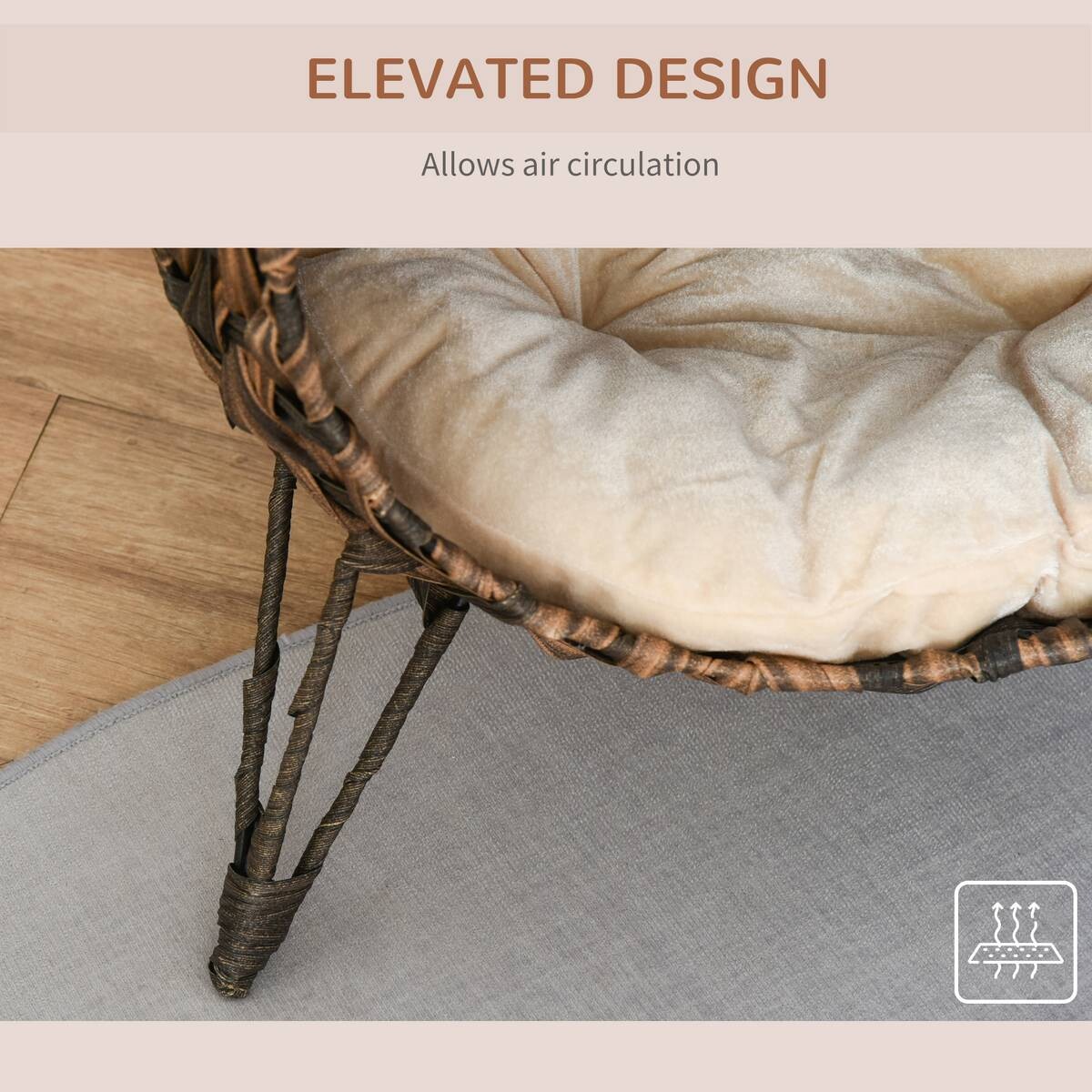 PawHut Katzenhaus braun Rattan B/H/L: ca. 46x58x54 cm