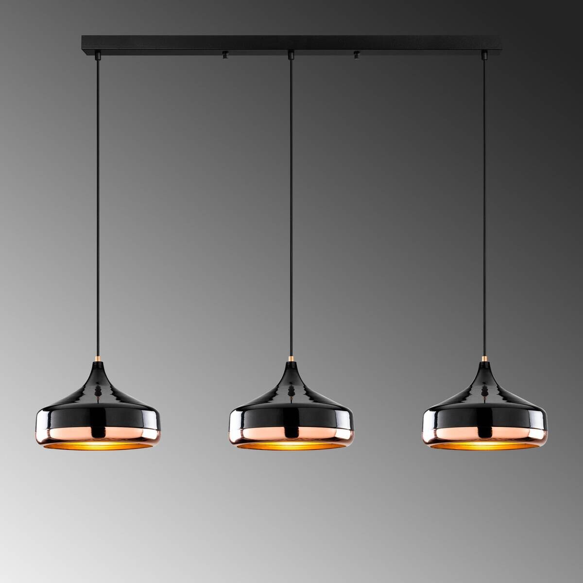 Opviq Pendelleuchte Yldo schwarz B/H/T/L: ca. 146x122x36x146 cm E27 3 Brennstellen