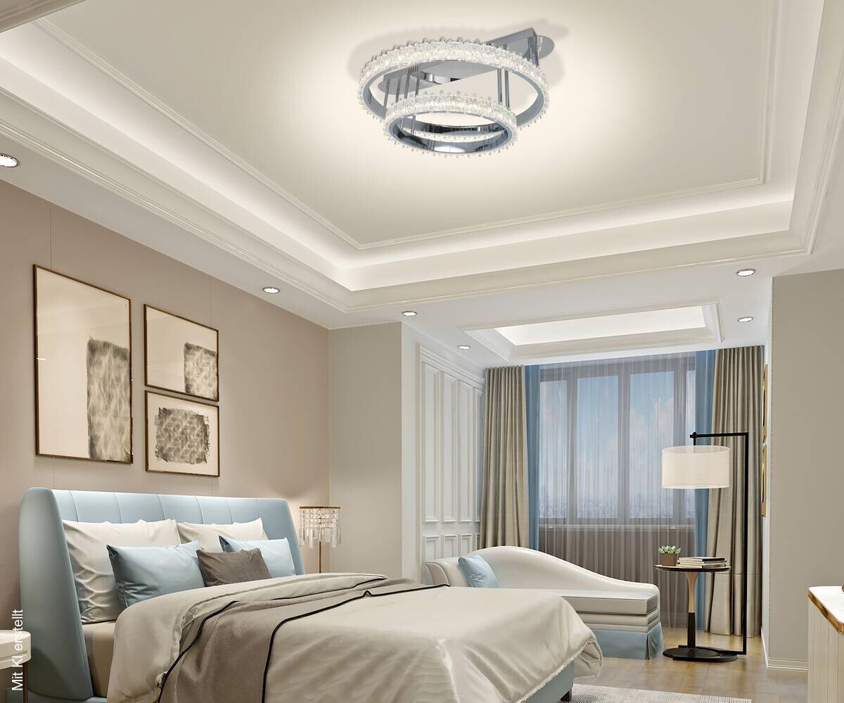 POCOline LED-Deckenleuchte Aurora Chrom Metall Acryl B/H/L: ca. 61x28,5x68 cm