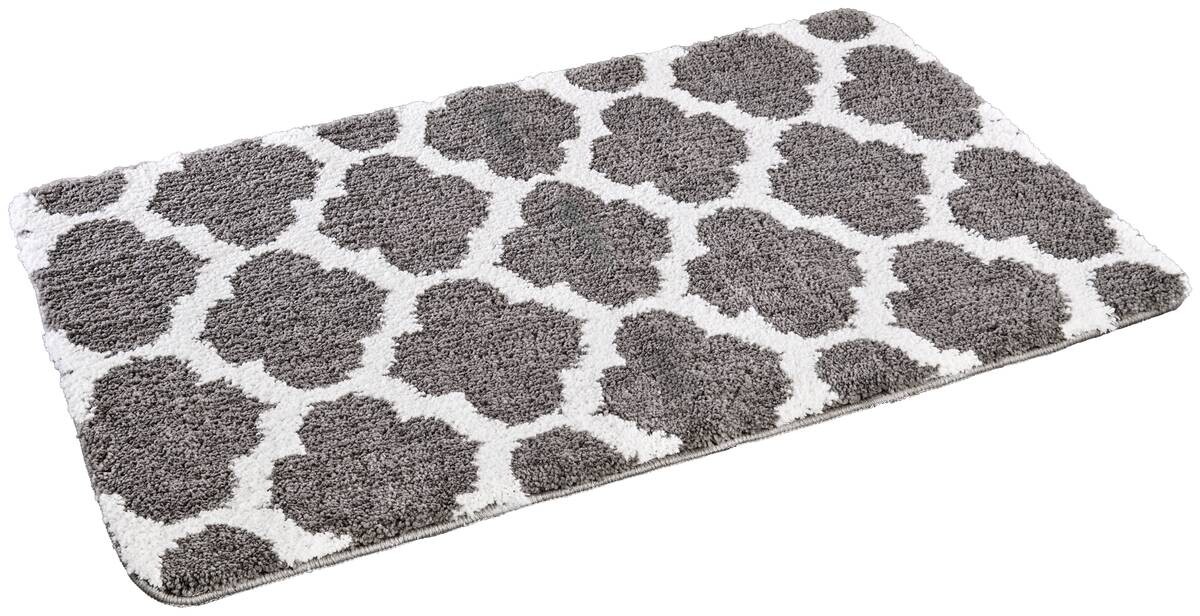 Badematte grau Vorderseite: 100% Polyester Rückseite: 100% Latex B/L: ca. 60x100 cm