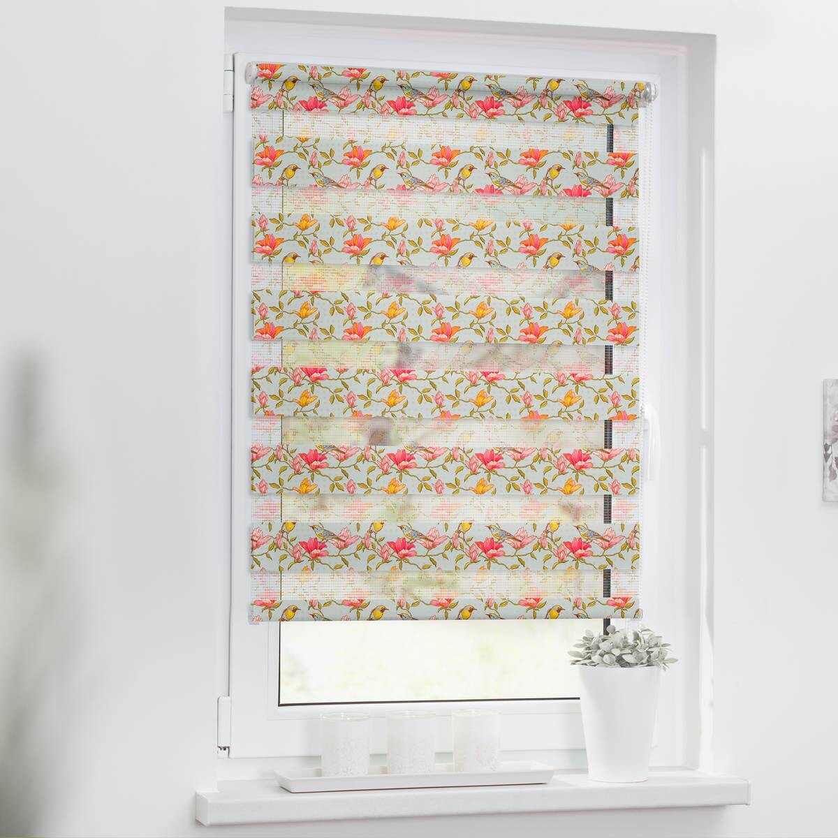 LICHTBLICK Doppelrollo Duo Birds grün B/L: ca. 90x150 cm