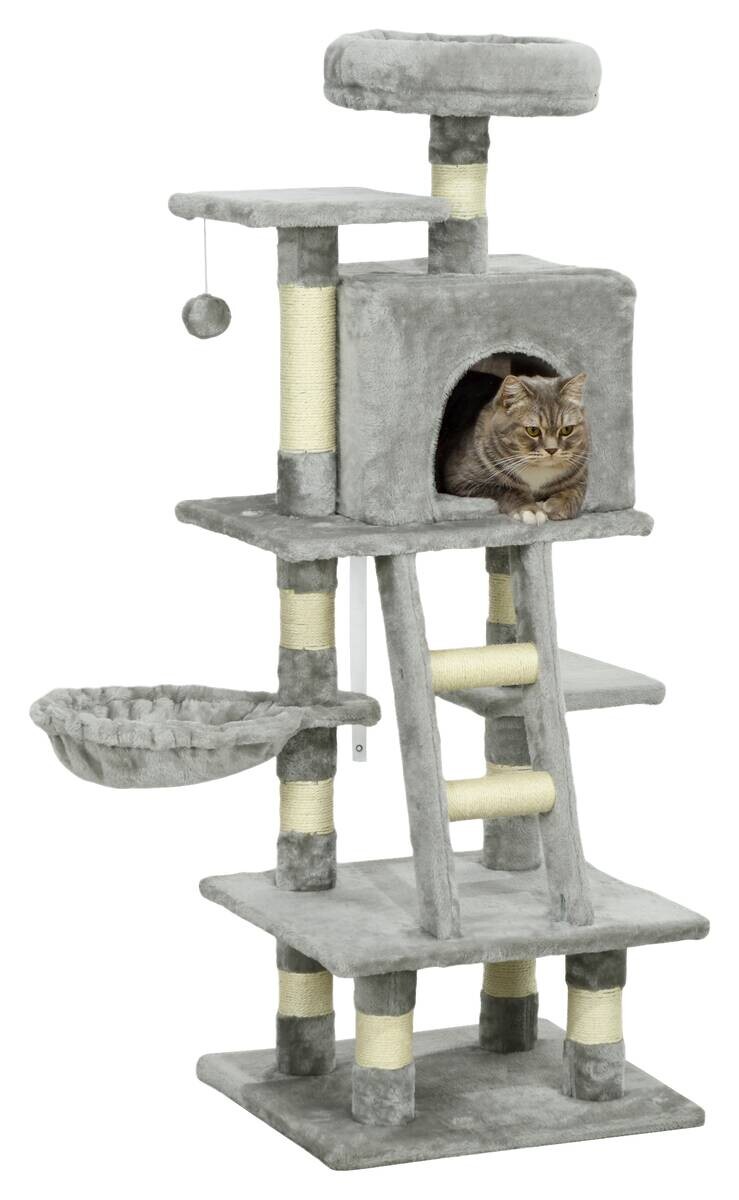 PawHut Kratzbaum grau Plüsch B/H/L: ca. 44x132x49 cm