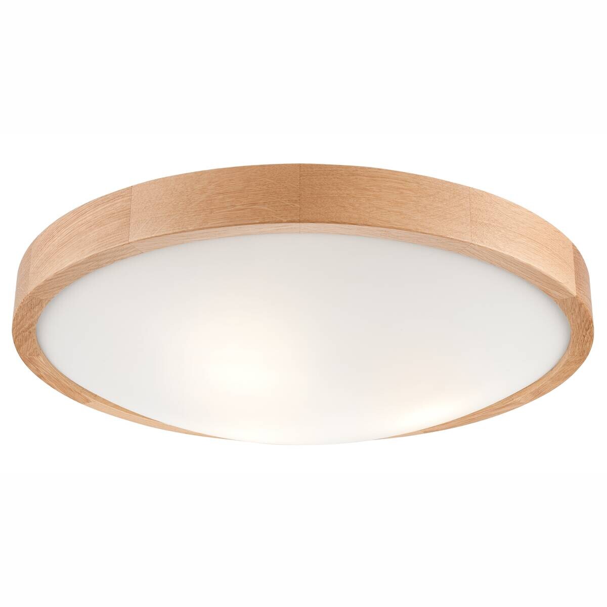 Lamkur Deckenleuchte ANELLO 41308 Eiche Glas Holz H/L: ca. 8x47 cm E27 3 Brennstellen