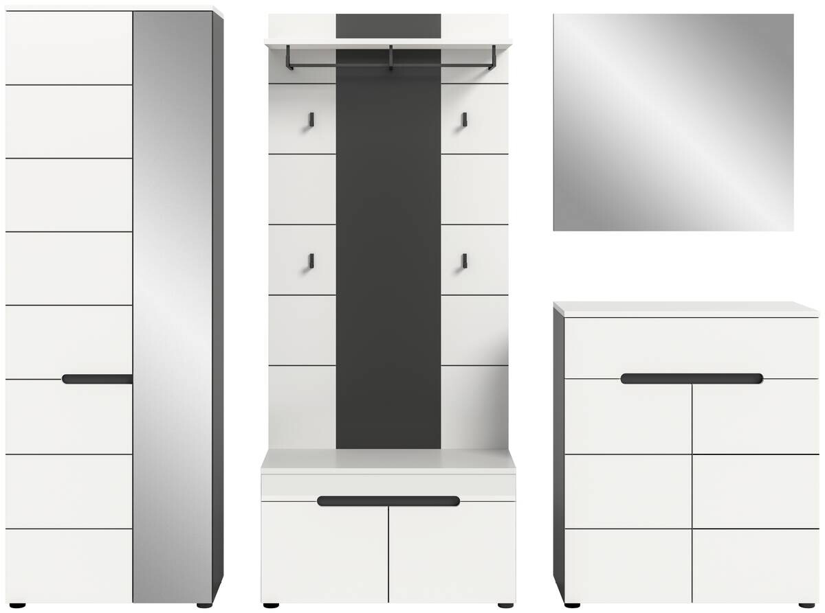 Garderobe Canu basaltgrau Nachbildung weiß B/H/T: ca. 255x190x37 cm