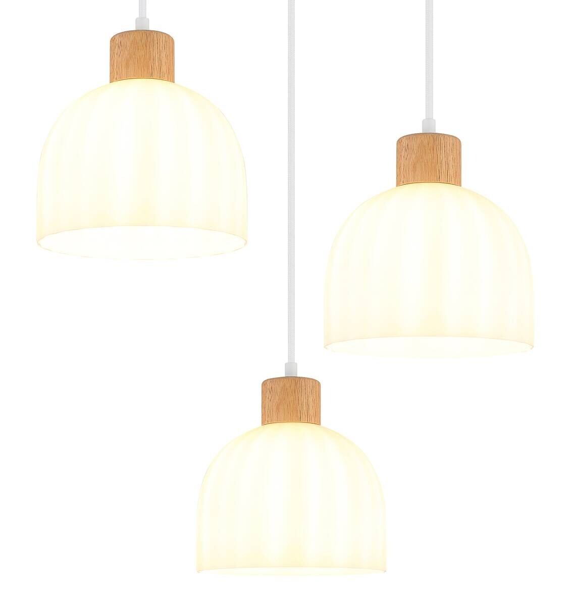 GLOBO Pendelleuchte weiß Opal Metall Glas H/D: ca. 130x51 cm E27 3 Brennstellen