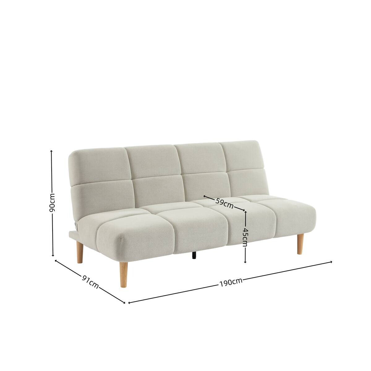 Schlafsofa beige Polyester B/H/T: ca. 190x90x91 cm