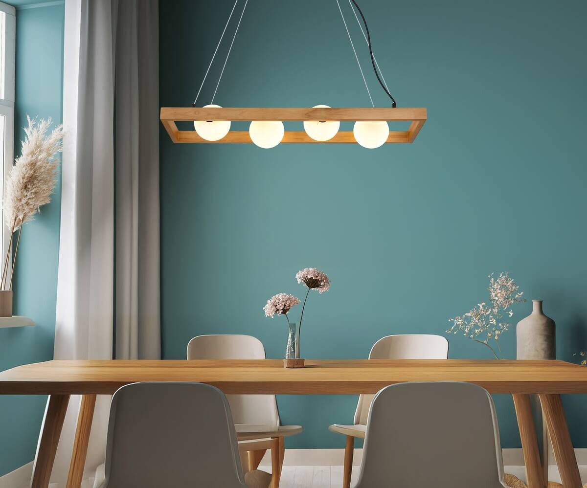 GLOBO Pendelleuchte Opal schwarz Glas Metall B/H/T: ca. 24x150x84 cm G9 4 Brennstellen