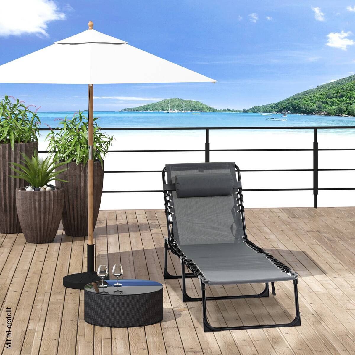 Outsunny Sonnenliege grau Stahl B/H/L: ca. 58x30x185 cm