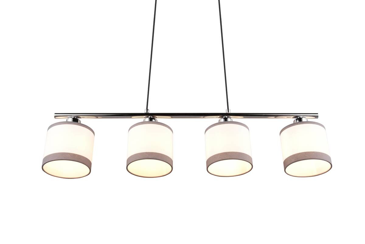 Reality Pendelleuchte R31554006 Davos Chrom weiß Metall Stoff B/H/T/D: ca. 75x150x12x12 cm E14 4 Brennstellen