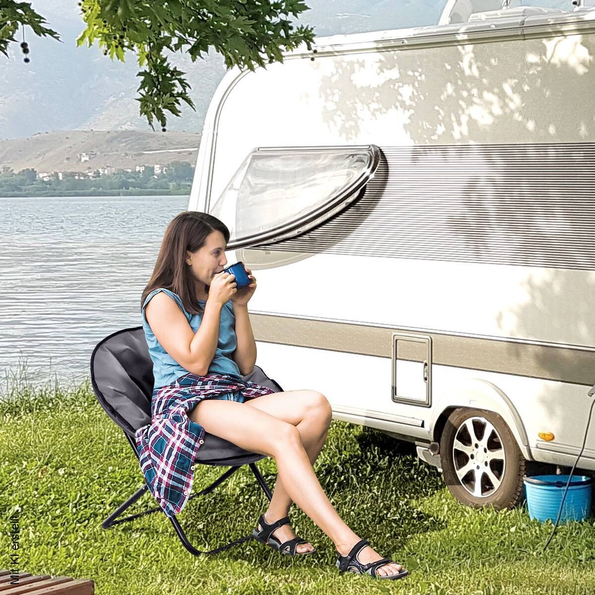 Outsunny Campingstuhl grau Polyester B/H/L: ca. 80x75x80 cm