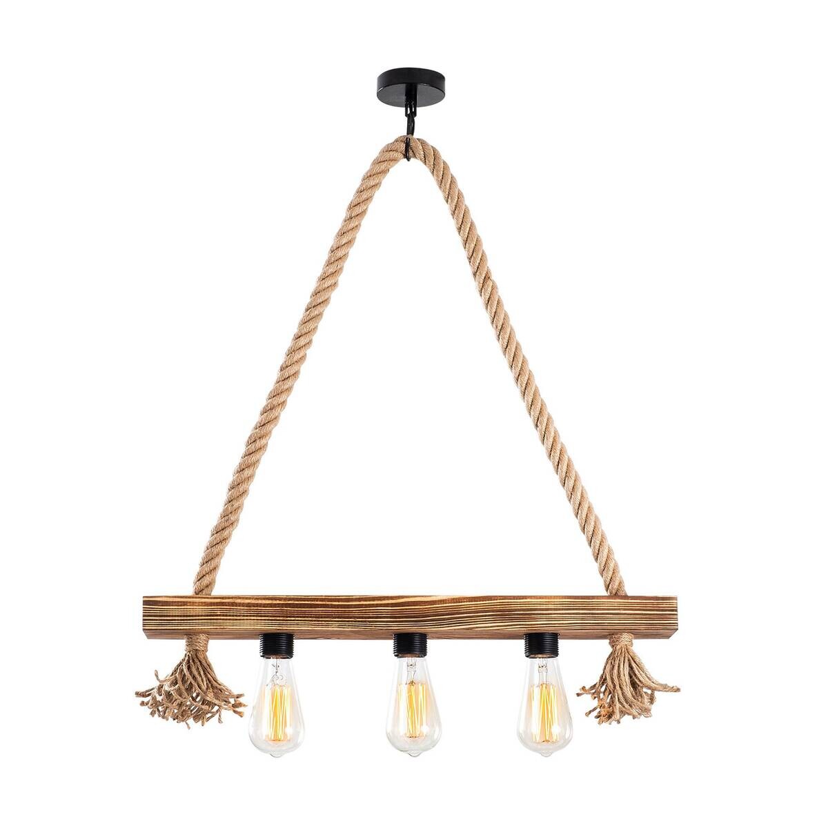 Opviq Deckenleuchte Erebos natur Holz B/H/T/L: ca. 9x60x9x60 cm E27 3 Brennstellen