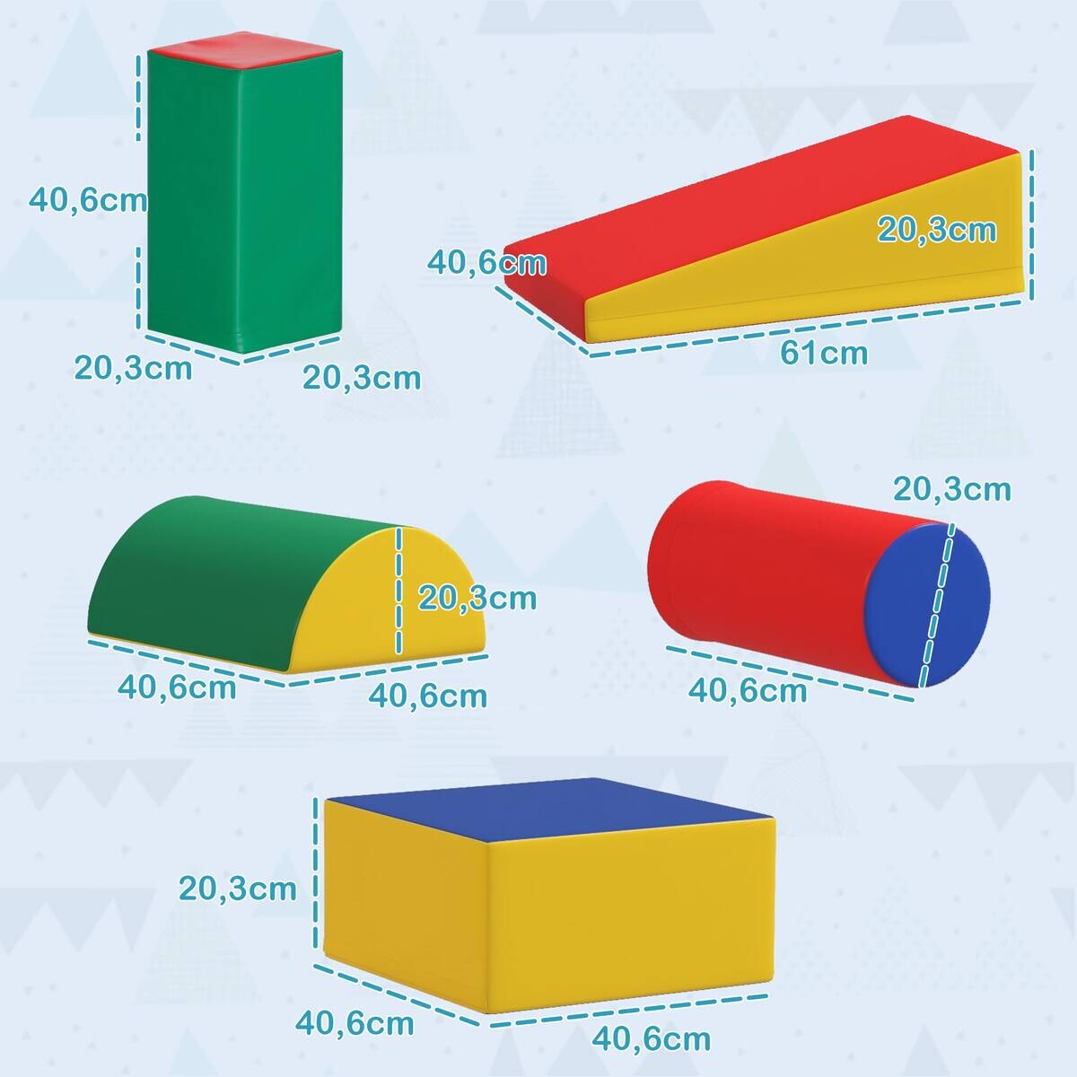 HOMCOM Bausteinset B/H/L: ca. 40,6x20,3x40,6 cm