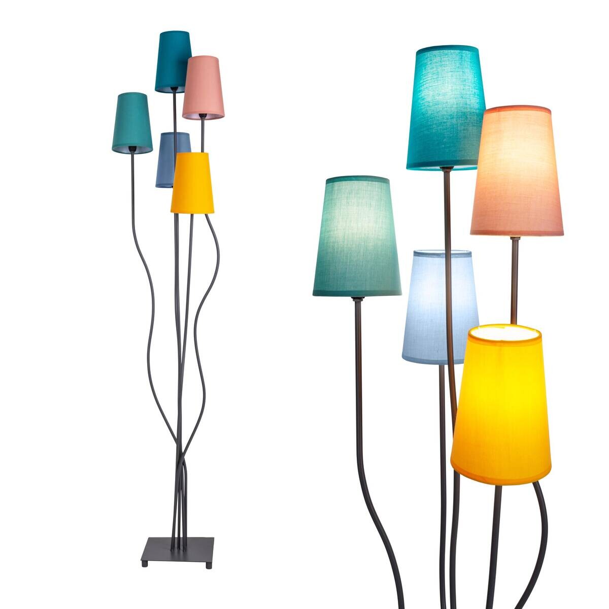 Näve Leuchten Stehlampe 2074761 multicolor Metall Textil B/H/T: ca. 35x163x40 cm 5 Brennstellen