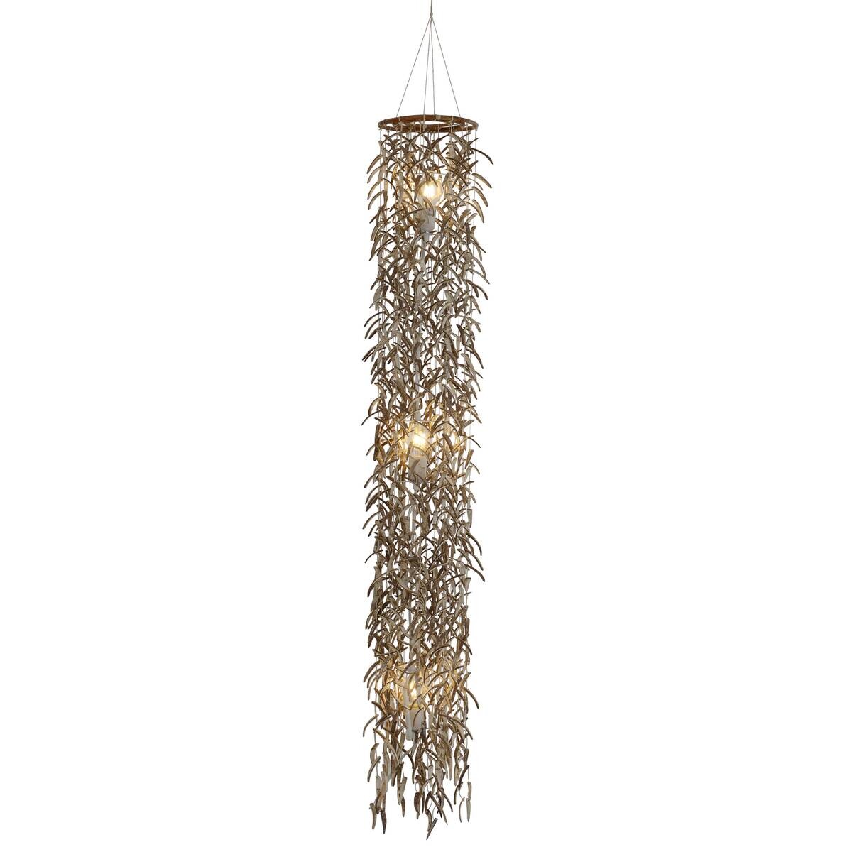 Näve Leuchten Pendelleuchte 6121111 beige Holz B/H/T: ca. 30x180x30 cm E27 3 Brennstellen