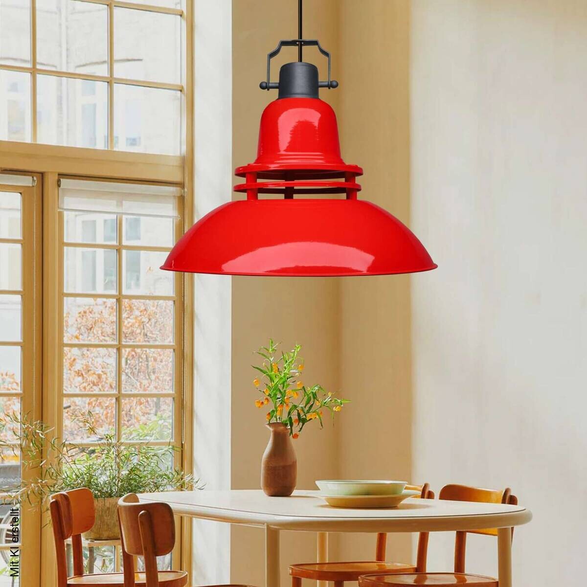 Opviq Pendelleuchte rot B/H/T: ca. 34,5x120x34,5 cm E27 1 Brennstellen