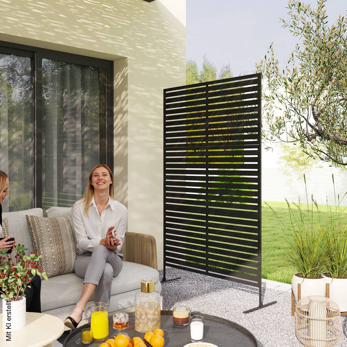 Outsunny Raumteiler schwarz Stahl B/H/L: ca. 45x198x122 cm