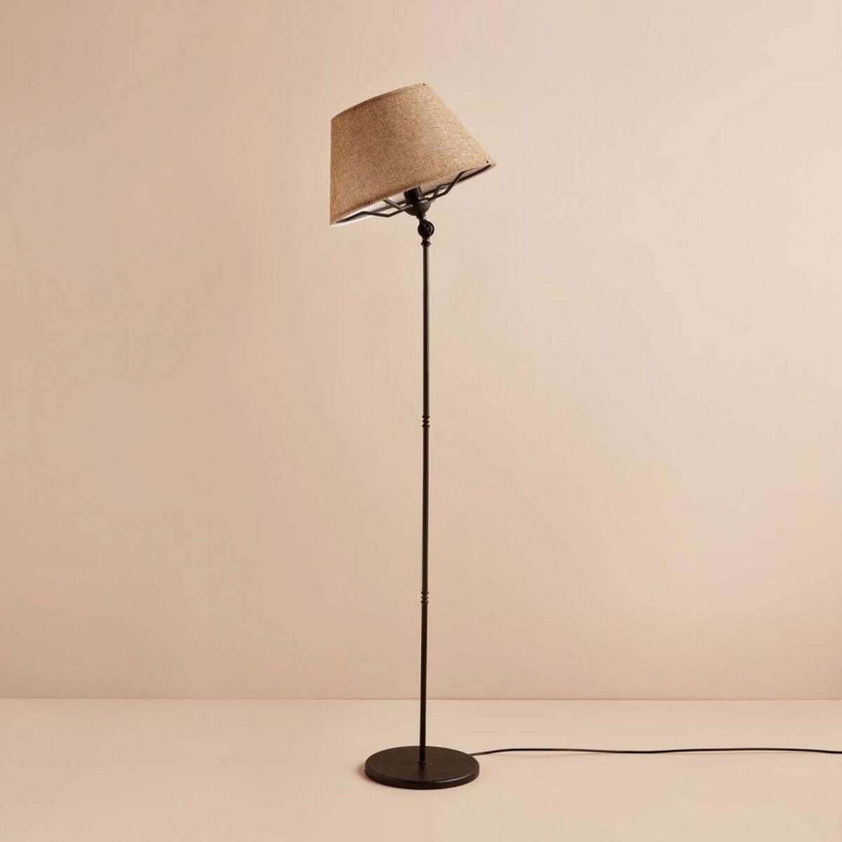 Opviq Stehlampe beige schwarz Metall PVC B/H/T/L/D: ca. 38x150x38x38x38 cm E27 1 Brennstellen